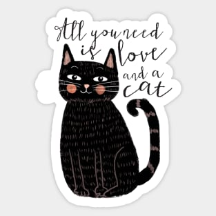 All you need is love and a cat Art Print Cat wall Art || Cat lover gift || pet wall hanging  || Mia Charro Poster Sticker